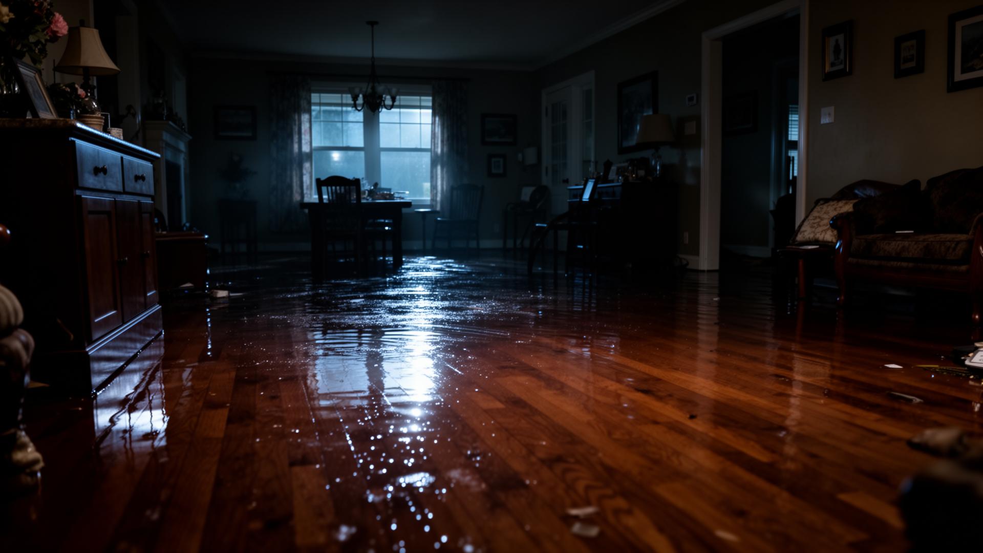 Flooded home interior