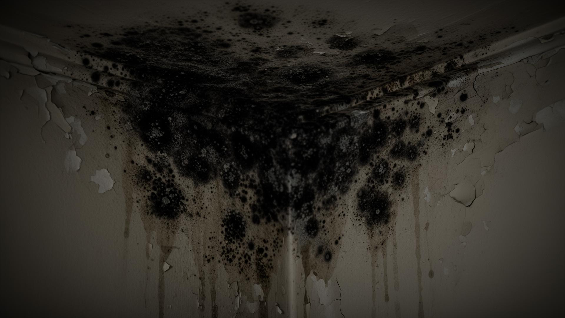 Toxic black mold on wall